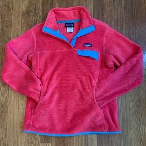Patagonia Re-Tool Snap-T Pullover in Hot Pink and Bright Blue